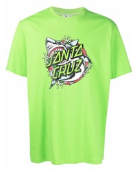 gelbgrünes bedrucktes T-Shirt mit einem Rundhalsausschnitt von Puma