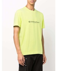 gelbgrünes bedrucktes T-Shirt mit einem Rundhalsausschnitt von Givenchy