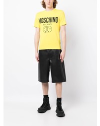 gelbgrünes bedrucktes T-Shirt mit einem Rundhalsausschnitt von Moschino