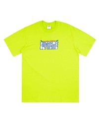gelbgrünes bedrucktes T-Shirt mit einem Rundhalsausschnitt von Supreme
