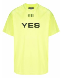 gelbgrünes bedrucktes T-Shirt mit einem Rundhalsausschnitt von VTMNTS