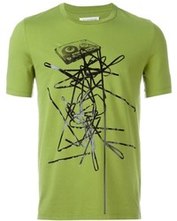 gelbgrünes bedrucktes T-shirt von Maison Margiela
