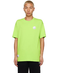 gelbgrünes besticktes T-Shirt mit einem Rundhalsausschnitt von AAPE BY A BATHING APE