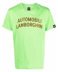 gelbgrünes besticktes T-Shirt mit einem Rundhalsausschnitt von Automobili Lamborghini