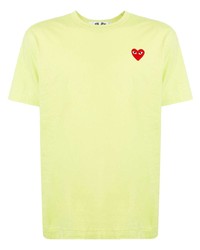 gelbgrünes besticktes T-Shirt mit einem Rundhalsausschnitt von Comme Des Garcons Play