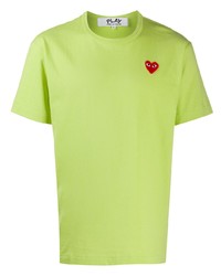 gelbgrünes besticktes T-Shirt mit einem Rundhalsausschnitt von Comme Des Garcons Play