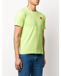 gelbgrünes besticktes T-Shirt mit einem Rundhalsausschnitt von Comme Des Garcons Play