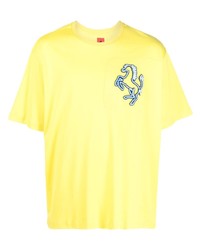 gelbgrünes besticktes T-Shirt mit einem Rundhalsausschnitt von Ferrari