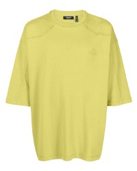 gelbgrünes besticktes T-Shirt mit einem Rundhalsausschnitt von FIVE CM