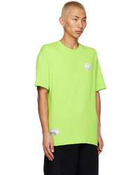 gelbgrünes besticktes T-Shirt mit einem Rundhalsausschnitt von AAPE BY A BATHING APE