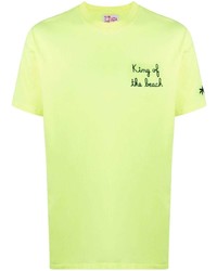 gelbgrünes besticktes T-Shirt mit einem Rundhalsausschnitt von MC2 Saint Barth