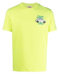 gelbgrünes besticktes T-Shirt mit einem Rundhalsausschnitt von MC2 Saint Barth