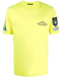 gelbgrünes besticktes T-Shirt mit einem Rundhalsausschnitt von Mr & Mrs Italy