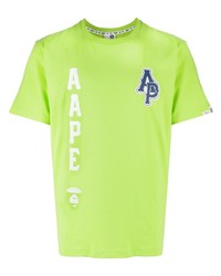 gelbgrünes Camouflage T-Shirt mit einem Rundhalsausschnitt von AAPE BY A BATHING APE
