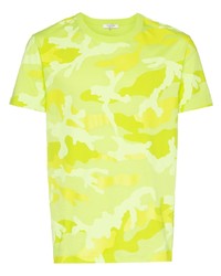 gelbgrünes Camouflage T-Shirt mit einem Rundhalsausschnitt von Valentino