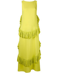 gelbgrünes gerade geschnittenes Kleid aus Seide von No.21