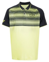 gelbgrünes horizontal gestreiftes Polohemd von Ea7 Emporio Armani