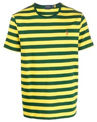 gelbgrünes horizontal gestreiftes T-Shirt mit einem Rundhalsausschnitt von Polo Ralph Lauren