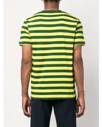 gelbgrünes horizontal gestreiftes T-Shirt mit einem Rundhalsausschnitt von Polo Ralph Lauren