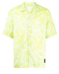 gelbgrünes Kurzarmhemd mit Blumenmuster von Paul Smith