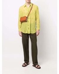 gelbgrünes Langarmhemd mit Paisley-Muster von Etro