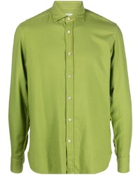gelbgrünes Langarmhemd von Boglioli
