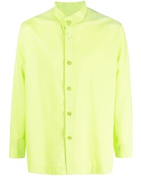 gelbgrünes Langarmhemd von Homme Plissé Issey Miyake