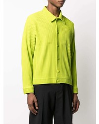 gelbgrünes Langarmhemd von Homme Plissé Issey Miyake