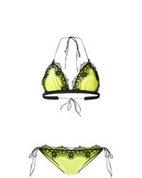 gelbgrünes Spitze Bikinioberteil