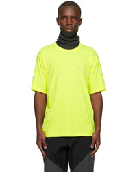 gelbgrünes Strick T-Shirt mit einem Rundhalsausschnitt aus Netzstoff von TMS.SITE