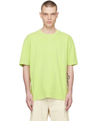 gelbgrünes Strick T-Shirt mit einem Rundhalsausschnitt von BOSS