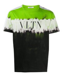 gelbgrünes Mit Batikmuster T-Shirt mit einem Rundhalsausschnitt von Valentino