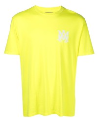 gelbgrünes T-Shirt mit einem Rundhalsausschnitt von Amiri