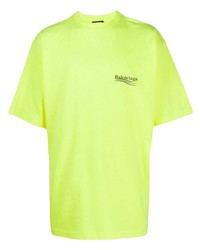 gelbgrünes T-Shirt mit einem Rundhalsausschnitt von Balenciaga