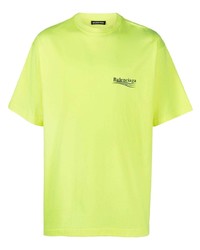 gelbgrünes T-Shirt mit einem Rundhalsausschnitt von Balenciaga