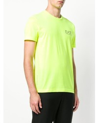 gelbgrünes T-Shirt mit einem Rundhalsausschnitt von Ea7 Emporio Armani