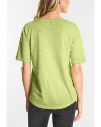 gelbgrünes T-Shirt mit einem Rundhalsausschnitt von Cecil