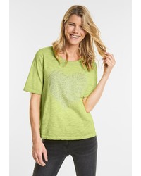 gelbgrünes T-Shirt mit einem Rundhalsausschnitt von Cecil