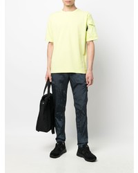 gelbgrünes T-Shirt mit einem Rundhalsausschnitt von Stone Island