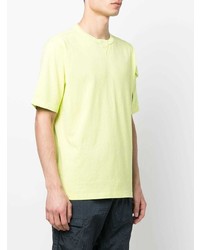 gelbgrünes T-Shirt mit einem Rundhalsausschnitt von Stone Island