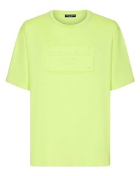 gelbgrünes T-Shirt mit einem Rundhalsausschnitt von Dolce & Gabbana