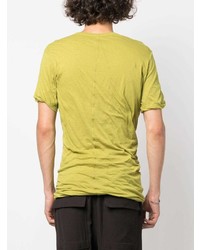 gelbgrünes T-Shirt mit einem Rundhalsausschnitt von Rick Owens