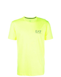 gelbgrünes T-Shirt mit einem Rundhalsausschnitt von Ea7 Emporio Armani