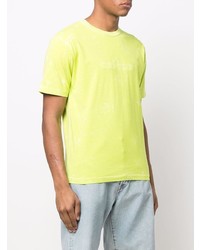 gelbgrünes T-Shirt mit einem Rundhalsausschnitt von Stone Island