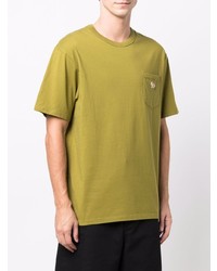 gelbgrünes T-Shirt mit einem Rundhalsausschnitt von MAISON KITSUNÉ