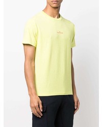 gelbgrünes T-Shirt mit einem Rundhalsausschnitt von Stone Island