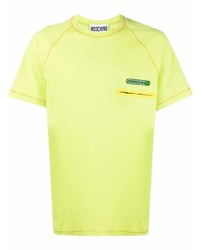 gelbgrünes T-Shirt mit einem Rundhalsausschnitt von Moschino