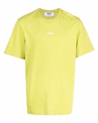 gelbgrünes T-Shirt mit einem Rundhalsausschnitt von MSGM