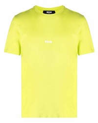 gelbgrünes T-Shirt mit einem Rundhalsausschnitt von MSGM