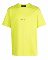 gelbgrünes T-Shirt mit einem Rundhalsausschnitt von MSGM